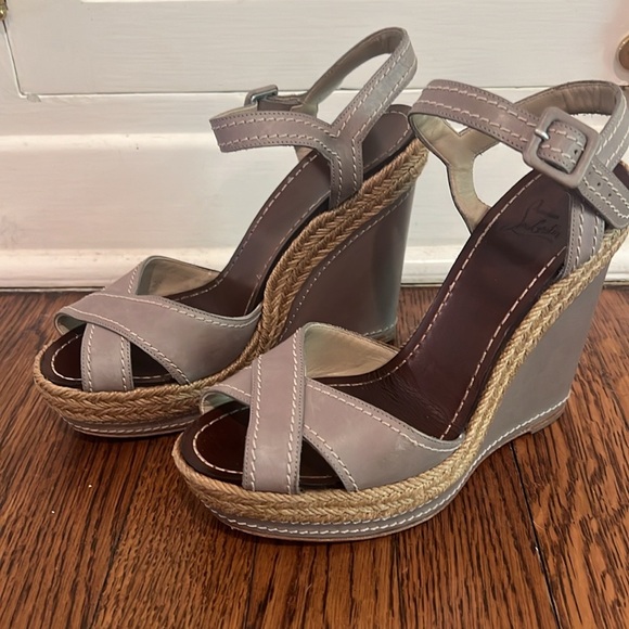 Christian Loubitin Almeria 120 Grey Leather Espadrilles - Picture 3 of 11